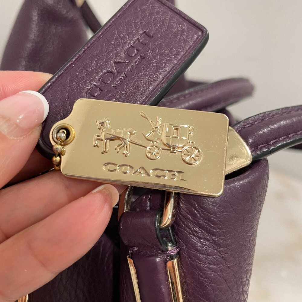 VGUC Coach Madison Phoebe Plum Leather Triple Compartment Shoulder Bag - Picture 11 of 15
